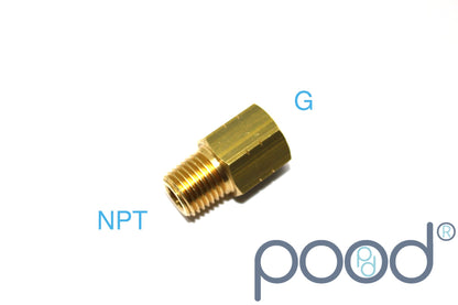 Adapter G1/4" Hun - NPT1/4" Han