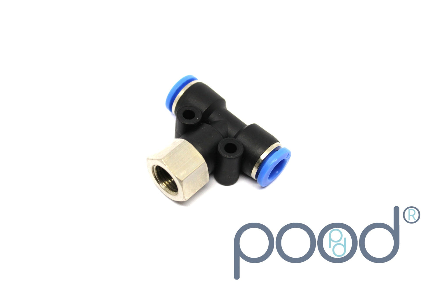 T-Stykke G1/8" Hun - 1/4" Push-In