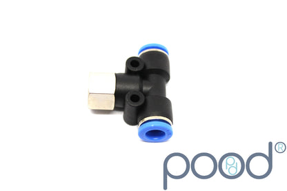 T-Stykke G1/8" Hun - 3/8" Push-In