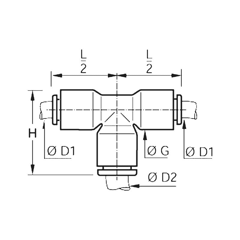 T-Stykke 6mm Push-In - 10mm Push-In